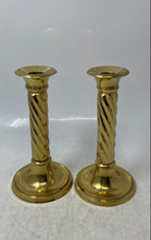 Load image into Gallery viewer, Gold-Tone Brass Vintage Style Twisted Design Pair Of Candlestick Holder
