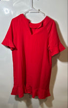Load image into Gallery viewer, Zara Womens Red Ruffle Short Sleeve Peplum Hem Knee Length Shift Dress Size M
