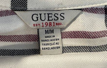 Load image into Gallery viewer, Guess Womens White Plaid 3/4 Sleeve Split Neck Pockets Belted Shirt Dress Size M
