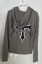 Load image into Gallery viewer, Rock &amp; Roll Cowgirl Womens Gray Long Sleeve Full-Zip Hoodie Size Large
