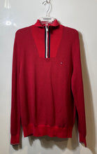 Load image into Gallery viewer, Tommy Hilfiger Mens Red Long Sleeve High Neck 1/4 Zip Pullover Sweater Size L
