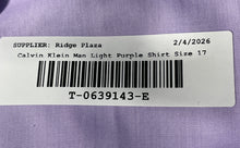 Load image into Gallery viewer, Calvin Klein Mens Light Purple Long Sleeve Collared Dress Shirt Size 17

