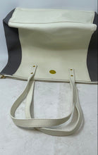 Load image into Gallery viewer, Joy Mangano Womens White Gray Leather Double Handle Shoulder Tote Handbag

