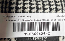 Load image into Gallery viewer, Forever 21 Womens Black White Houndstooth Long Sleeve Pockets Trench Coat Size M
