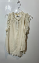 Load image into Gallery viewer, Michael Kors Womens Bone Dewdrop Ruffle Sleeveless High Neck Blouse Top Size L
