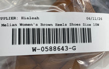 Load image into Gallery viewer, Melian Womens Brown Leather Slip-On Square Toe Block Pump Heels Size 10W
