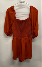 Load image into Gallery viewer, BCBGeneration Womens Rust Short Sleeve Smocked Bodice One-Piece Romper Size M
