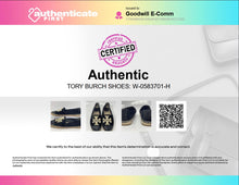 Load image into Gallery viewer, Authentic Tory Burch Womens Black Pearl Logo Espadrilles Flats 5M Worn Damaged
