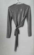 Load image into Gallery viewer, Forever 21 Womens Silver Long Sleeve Wrap Blouse Top Size Small
