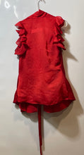 Load image into Gallery viewer, Armani Exchange Womens Red Sleeveless Tie-Front Ruffle Blouse Top Size Medium
