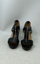 Load image into Gallery viewer, Franco Sarto Womens Black Leather Open Toe Block Platform Heels Size 10M
