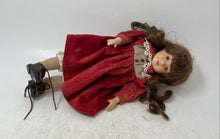 Load image into Gallery viewer, Curly Hair Brown Eyes Play Doll In Removable Red Maxi Dress With Shoes
