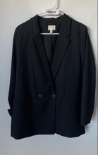 Load image into Gallery viewer, H&amp;M Womens Black Long Sleeve Notch Lapel Double-Breasted Blazer Size Small
