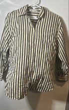 Load image into Gallery viewer, Zara Womens Beige Black Striped Long Sleeve Collared Button-Up Shirt Size XS
