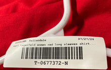 Load image into Gallery viewer, Karl Lagerfeld Womens Red Rhinestone Long Sleeve Pullover Sweatshirt Size XS
