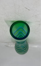 Load image into Gallery viewer, Blue Green Engraved Glass Home Decorative Collectible Flower Vase
