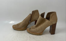 Load image into Gallery viewer, Vince Camuto Womens Brown Suede Peep Toe Block Heel Ankle Bootie Size 7.5M
