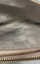 Load image into Gallery viewer, Michael Kors Womens Cream &amp; Light Pink Signature Print Zipper Clutch Wallet
