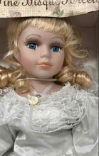 Load image into Gallery viewer, Dandee Keepsake Memories Blonde Blue Eyes White Dress Flowers Porcelain Doll
