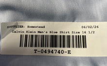Load image into Gallery viewer, Calvin Klein Mens Blue Cotton Slim Fit Non-Iron Long Sleeve Dress Shirt 16 1/2
