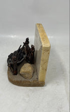 Load image into Gallery viewer, Copper-Tone Boat Shaped Artwork With Marble Background Bookends
