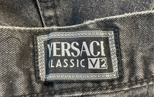 Load image into Gallery viewer, Authentic Versace V2 Mens Black Denim Straight Leg Jeans Size EUR 36 Stained
