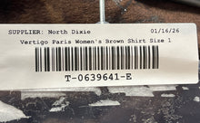 Load image into Gallery viewer, Vertigo Paris Womens Brown Long Sleeve V-Neck Pullover Blouse Top Size 1
