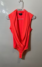Load image into Gallery viewer, Bebe Womens Orange Sleeveless Draped Surplice Deep V-Neck Bodysuit Size XS
