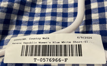 Load image into Gallery viewer, Banana Republic Womens Blue White Plaid Short Puff Sleeve Blouse Top Size S

