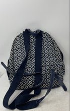 Load image into Gallery viewer, Tommy Hilfiger Mens Blue And Tan Monogram Print Adjustable Strap Backpack
