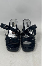 Load image into Gallery viewer, Nine West Womens Tackle3 Black Leather Open Toe Block Platform Heels Size 8M
