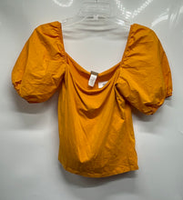 Load image into Gallery viewer, H&amp;M Womens Mustard Short Puff Sleeve Square Neck Pullover Blouse Top Size Medium
