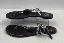 Load image into Gallery viewer, Authentic Tory Burch Womens Brown Silver-Tone Thong Sandals Size 7.5M Worn
