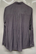 Load image into Gallery viewer, Express Womens Blue Multi Striped Long Sleeve Two Pockets Button-Up Shirt Size L
