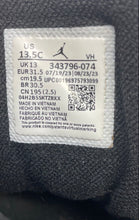 Load image into Gallery viewer, Nike Kids Air Jordan True Flight 343796-074 Black Blue Sneaker Shoes Size 13.5C
