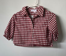 Load image into Gallery viewer, Zara Womens Red White Gingham Short Sleeve Cropped Blouse Top Size 2/3

