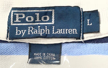 Load image into Gallery viewer, Polo Ralph Lauren Mens White Blue Striped Cotton Short Sleeve Polo Shirt Size L
