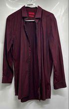 Load image into Gallery viewer, Hugo Boss Mens Burgundy Long Sleeve Spread Collar Dress Shirt Size 17.5
