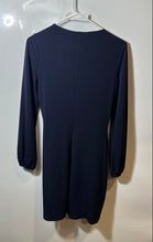 Load image into Gallery viewer, Express Womens Dark Blue Long Sleeve Twist Front Pullover Mini Dress Size XS
