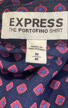 Load image into Gallery viewer, Express Womens Multicolor Geometric Print The Portofino Button-Up Shirt Size M
