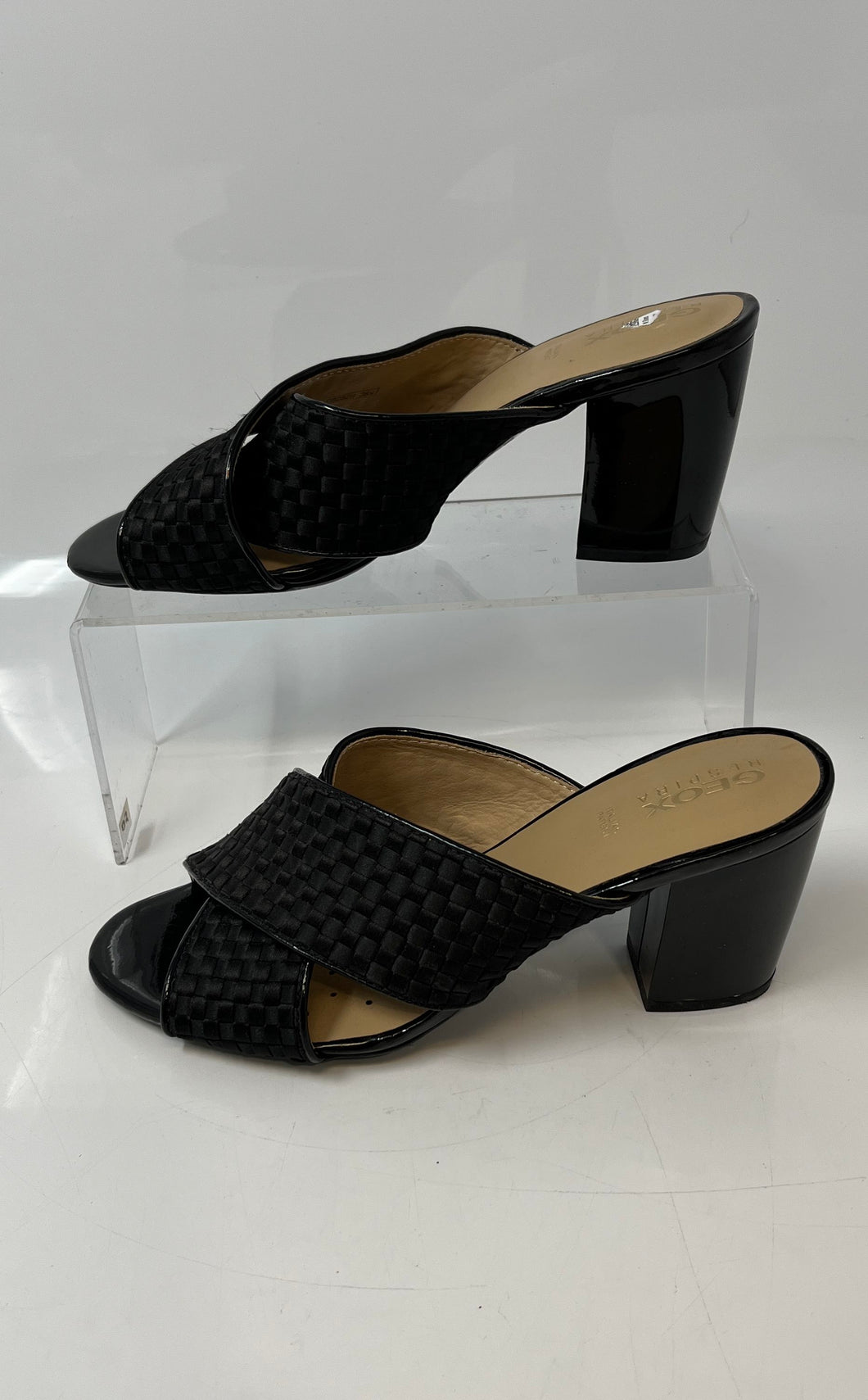 Geox Respira Womens Black Open Toe Slip-On Block Slide Sandals Size 36.5