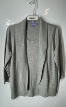 Load image into Gallery viewer, Laura Scott Womens Gray Metallic Knitted Open Front Cardigan Sweater Size Medium
