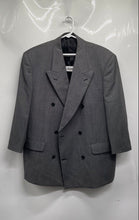 Load image into Gallery viewer, Issimo Mens Gray Printed Long Sleeve Flap Pockets Double-Breasted Blazer No Size
