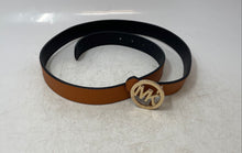 Load image into Gallery viewer, Michael Kors Womens Brown Leather Gold-Tone Round Buckle Adjustable Fashion Belt
