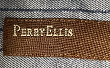 Load image into Gallery viewer, Perry Ellis Mens Gray Blue Striped Cotton Long Sleeve Button-Up Shirt Size XL
