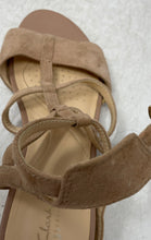 Load image into Gallery viewer, Clarks Womens Beige Suede Open Toe Wedge Strappy Sandals Size 8M
