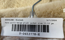 Load image into Gallery viewer, Zara Girls Beige Long Sleeve Front Pocket Short Fur Coat Sz 11-12 Years Old
