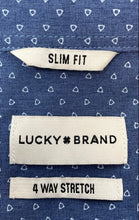 Load image into Gallery viewer, Lucky Brand Mens Blue White Geometric Print Dress Shirt Size XL 17-17.5 34/35
