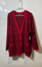 Load image into Gallery viewer, Karl Lagerfeld Womens Red Black Long Sleeve V-Neck Cardigan Sweater Sz XL W/ Tag
