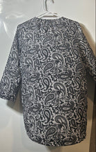 Load image into Gallery viewer, Michael Kors Womens Black White Paisley Tie-Neck Tunic Blouse Top Size M
